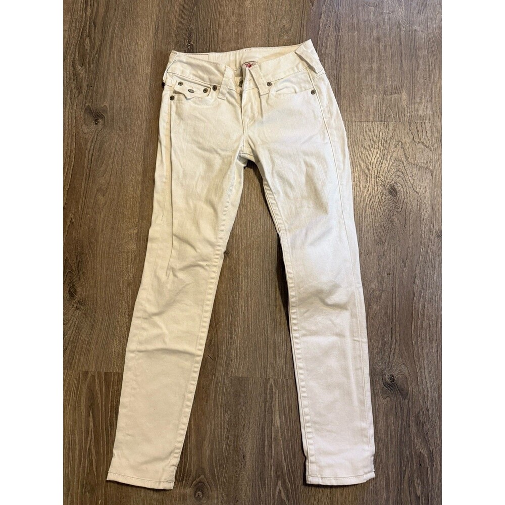 True Religion Women's Jodie White Pants Size 28 Flap Back Pockets